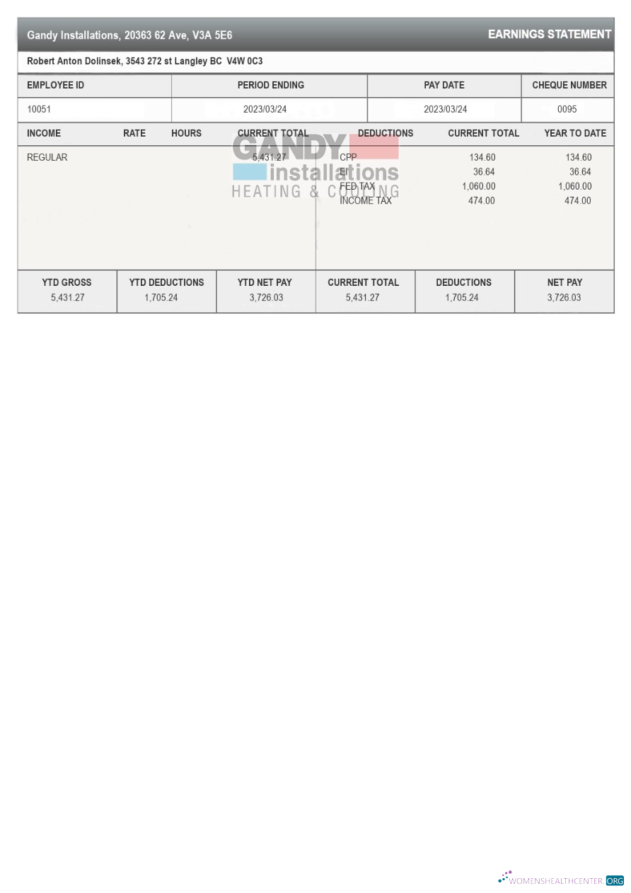 Download Gandy Installations earnings statement template in Word and PDF formats.pdf, 1 Photoshop template